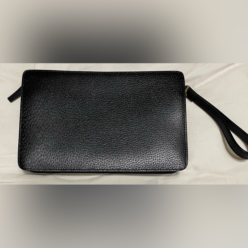 Ferragamo Authentic Vintage BLACK Wristlet with Gold Detail - Picture 3 of 8
